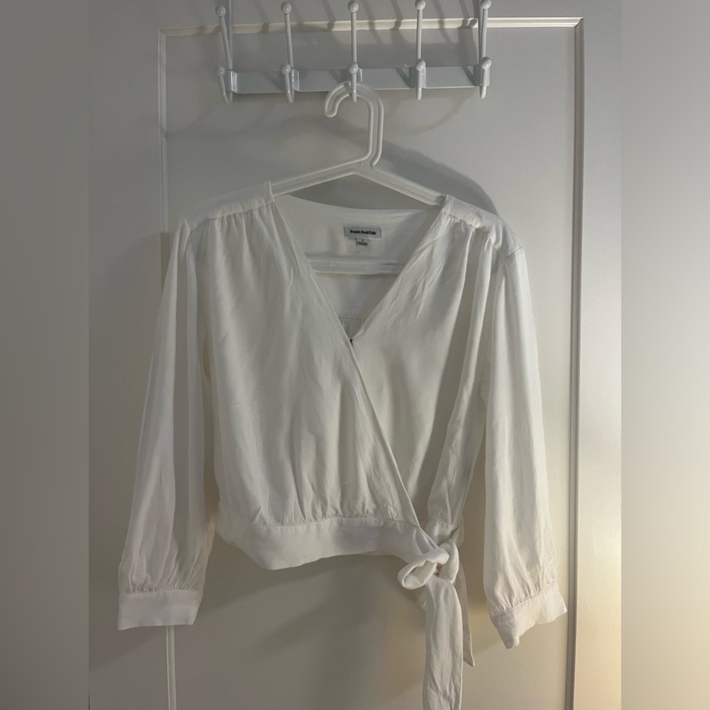 Frank and Oak White Wrap Top